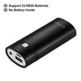 HAWEEL DIY 2x 18650 Batería (No Incluida) 5600mAh Power Bank Shell Box con Salida USB e Indicador, DIY 2 Baterías (Negro), DIY 2 Baterías (Blanco)